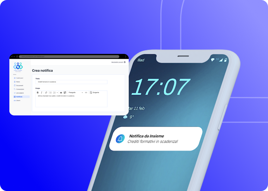 Anteprima app mobile CommLine su smartphone con notifica di messaggio